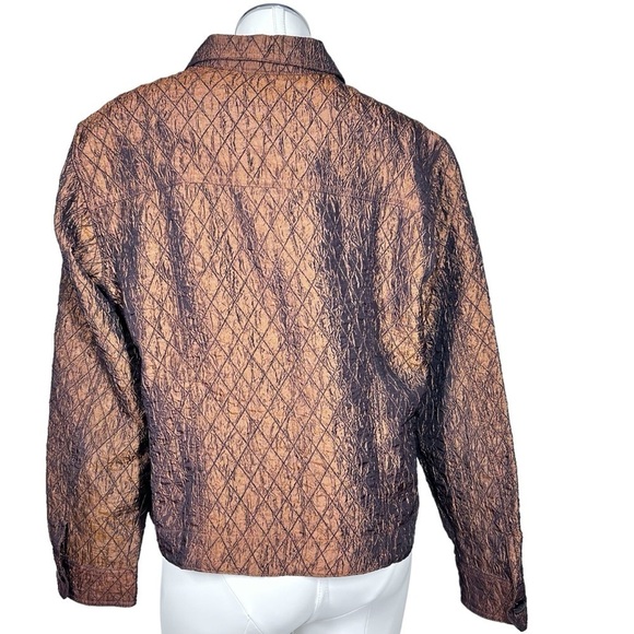 COLDWATER CREEK Copper Brown Diamond Quilted Button Front Jacket Size L - Picture 5 of 16